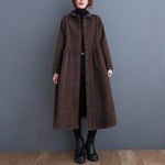Manteau Cintré en Velours Côtelé pour Femmes