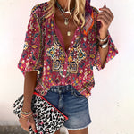 Blouse imprimée à manches trois-quarts pour Femmes