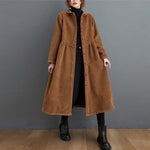 Manteau Cintré en Velours Côtelé pour Femmes