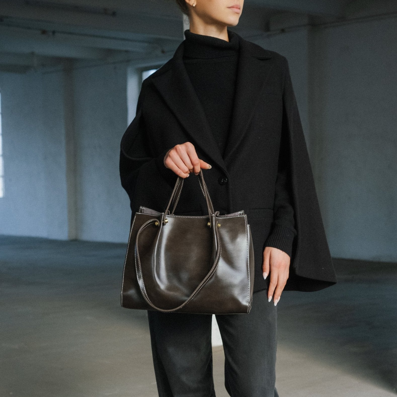 Sac Porté Épaule en Cuir Végétalien pour Femme