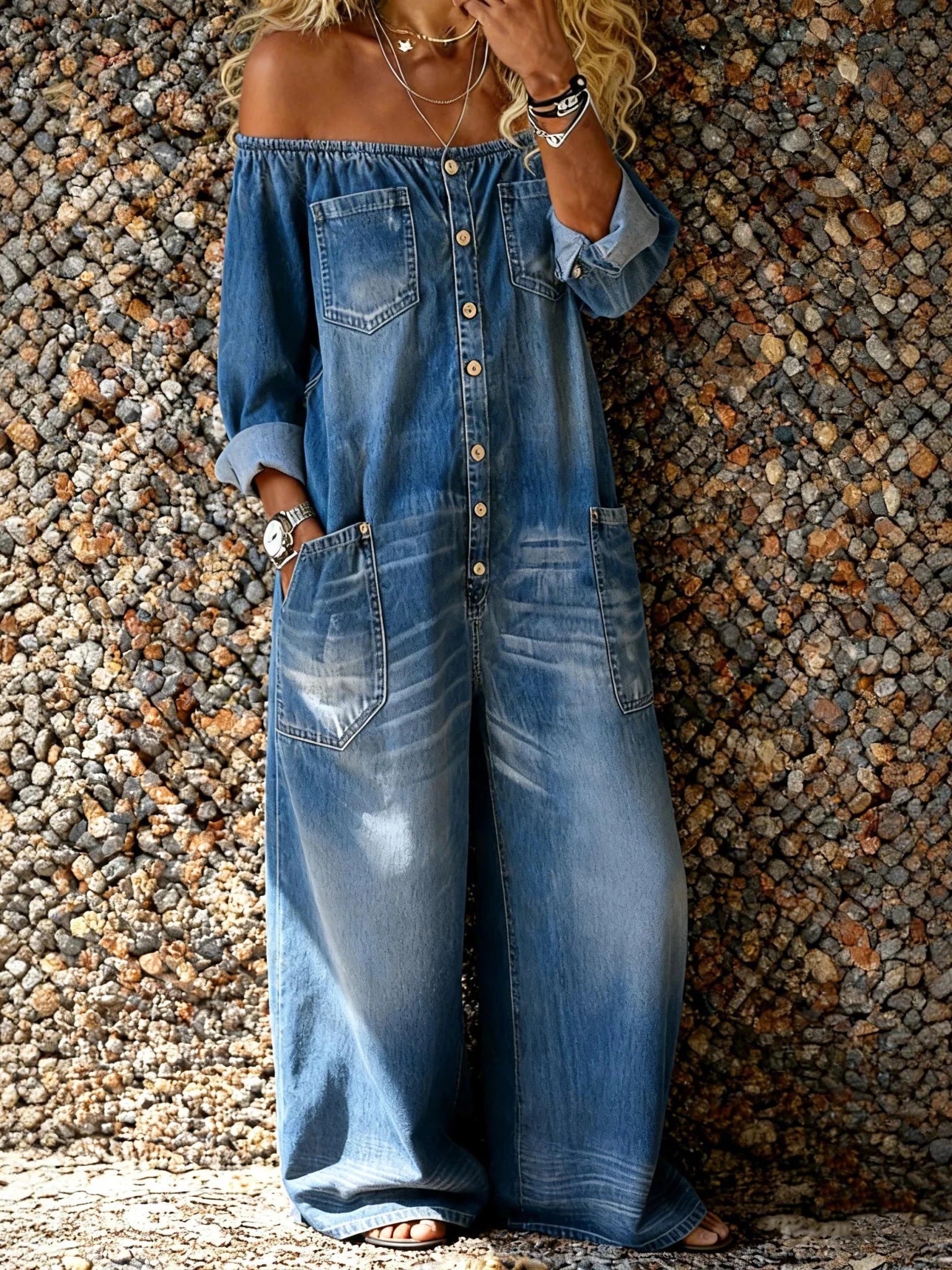 Salopette décontractée en denim pour femmes - Emilia Lane