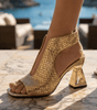Sandales à Talon Épais Design Tissé pour Femmes - Emilia Lane