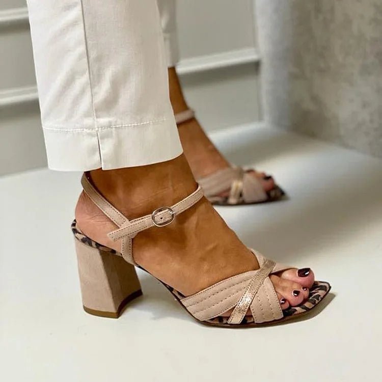 Sandales à Talons Larges et Lanières croisées pour Femmes - Emilia Lane