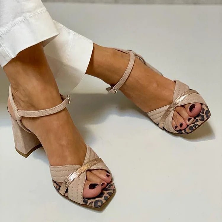 Sandales à Talons Larges et Lanières croisées pour Femmes - Emilia Lane