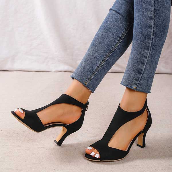 Sandales à Talons Simples en Suède pour Femmes - Emilia Lane
