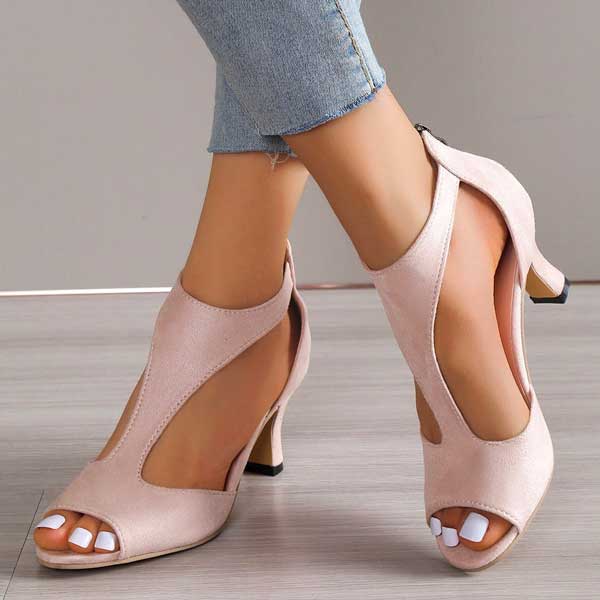 Sandales à Talons Simples en Suède pour Femmes - Emilia Lane