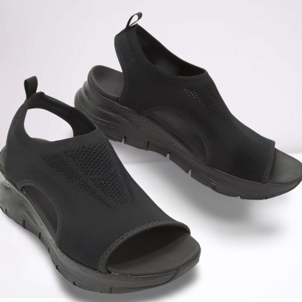 Sandales Compensées en Maille et Semelle Orthopédique pour Femme | Idéales pour l'Été