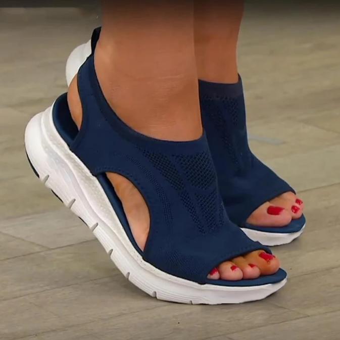 Sandales Compensées en Maille et Semelle Orthopédique pour Femme | Idéales pour l'Été
