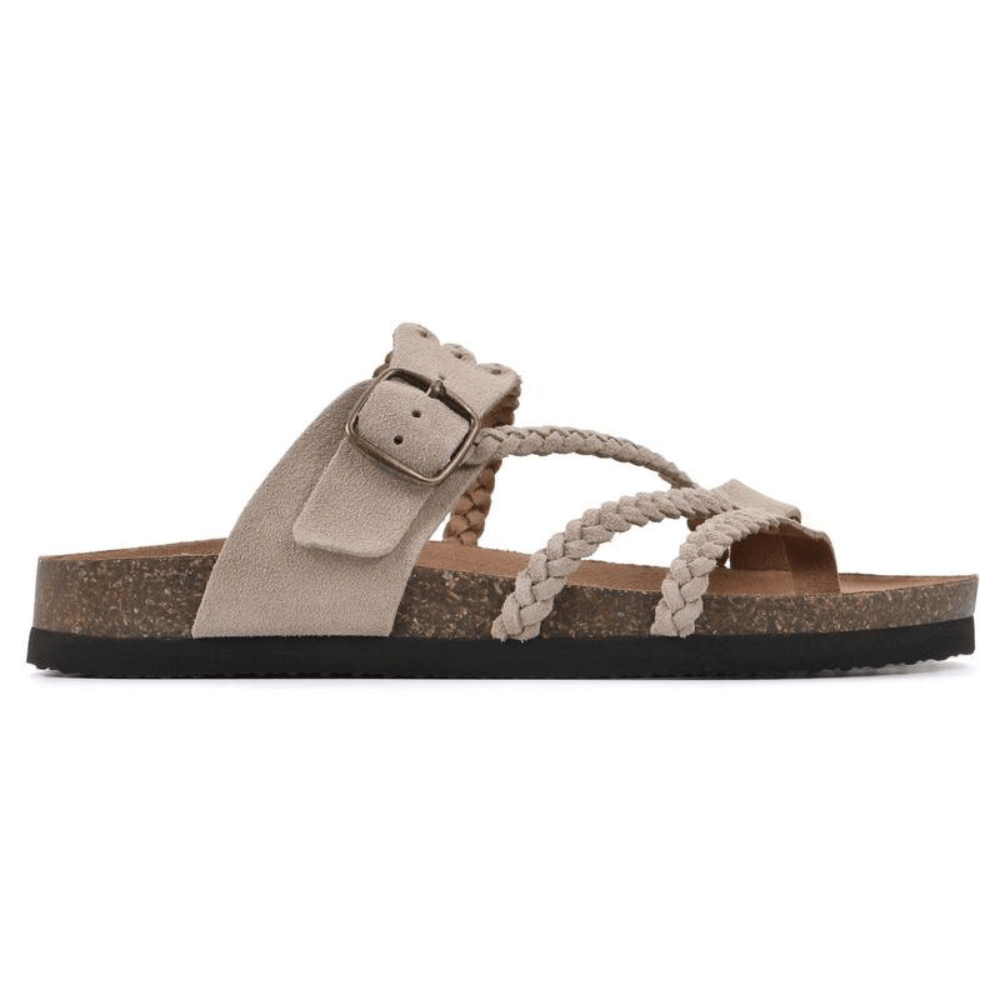 Sandales Plates Tressées à Boucle Ajustable pour Femme - Emilia Lane