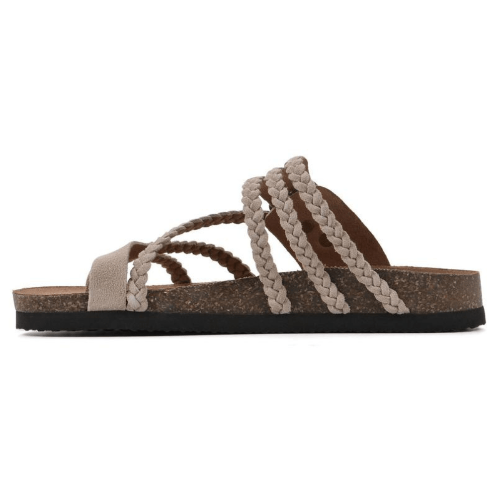 Sandales Plates Tressées à Boucle Ajustable pour Femme - Emilia Lane