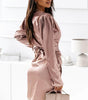 Robe Mini Satinée Froncée à Col V
