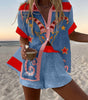 Ensemble Chemise et Short à Motifs pour Femmes