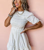 Robe Mini Smockée à Col Montant pour Femmes