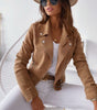 Veste en Daim Vintage à Manches Longues pour Femmes