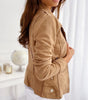 Veste en Daim Vintage à Manches Longues pour Femmes