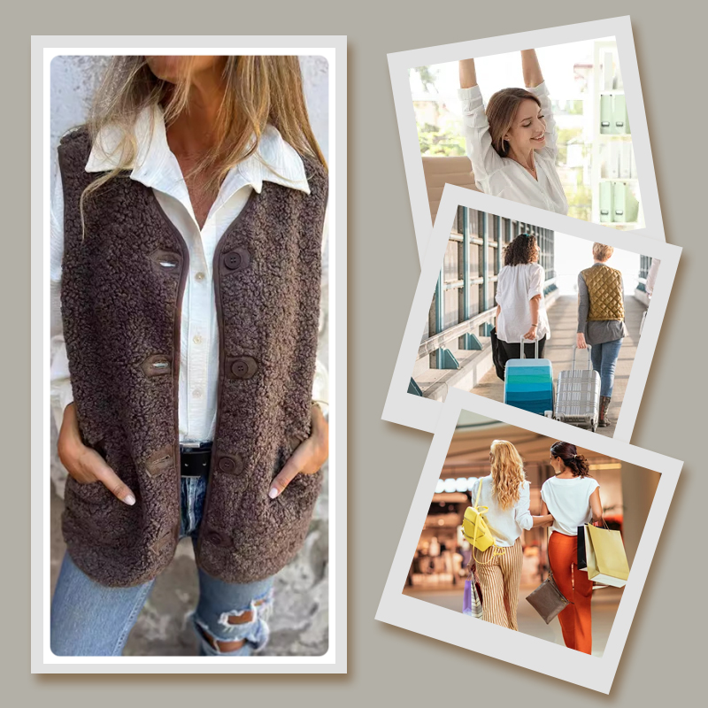 Gilet Sans Manches en Polaire Sherpa pour Femme