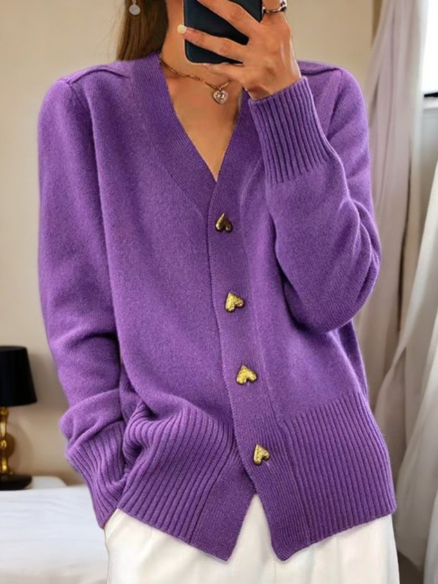 Cardigan Élégant à Col en V pour Femmes