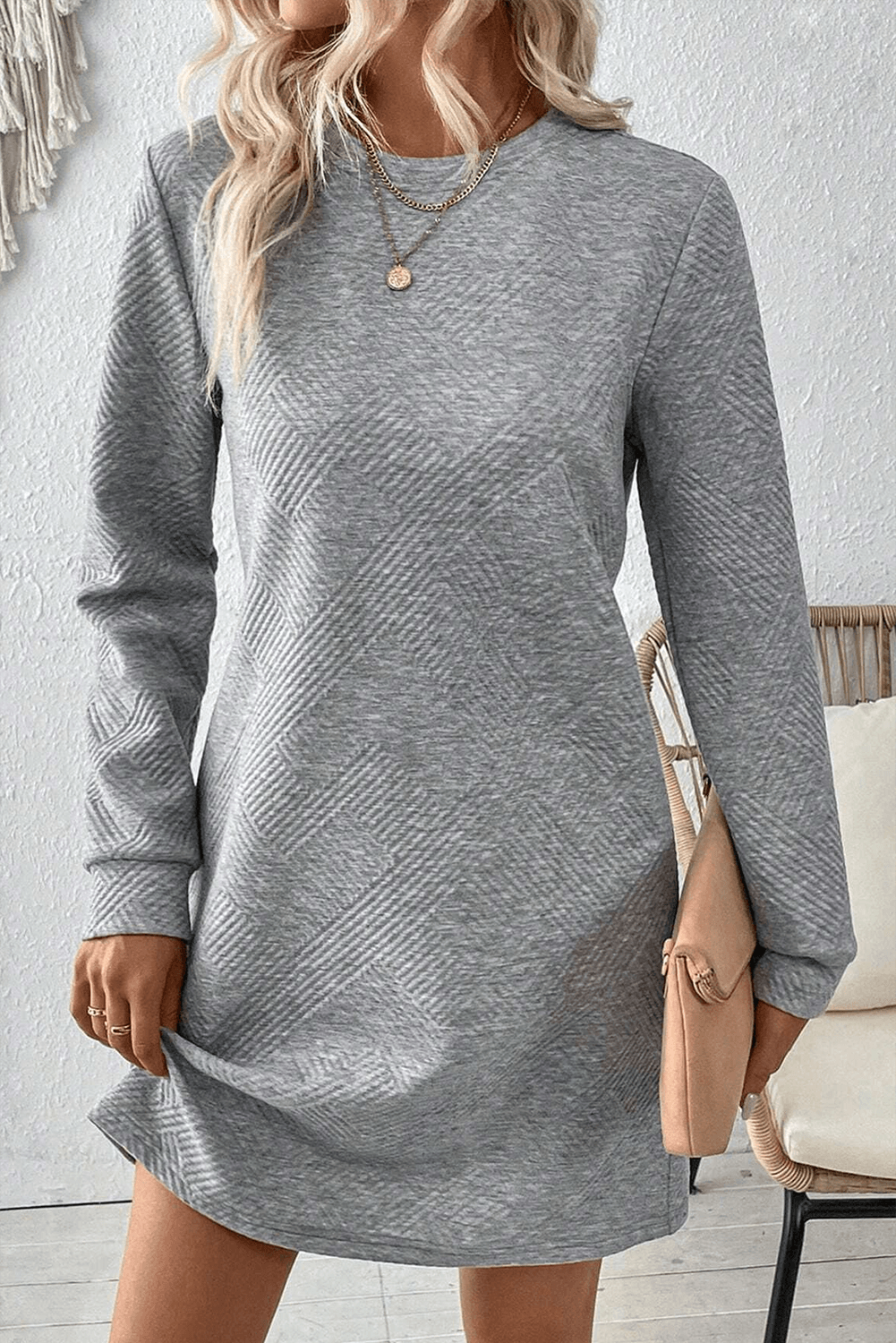 Robe Shift Élégante à Manches Longues pour Femmes
