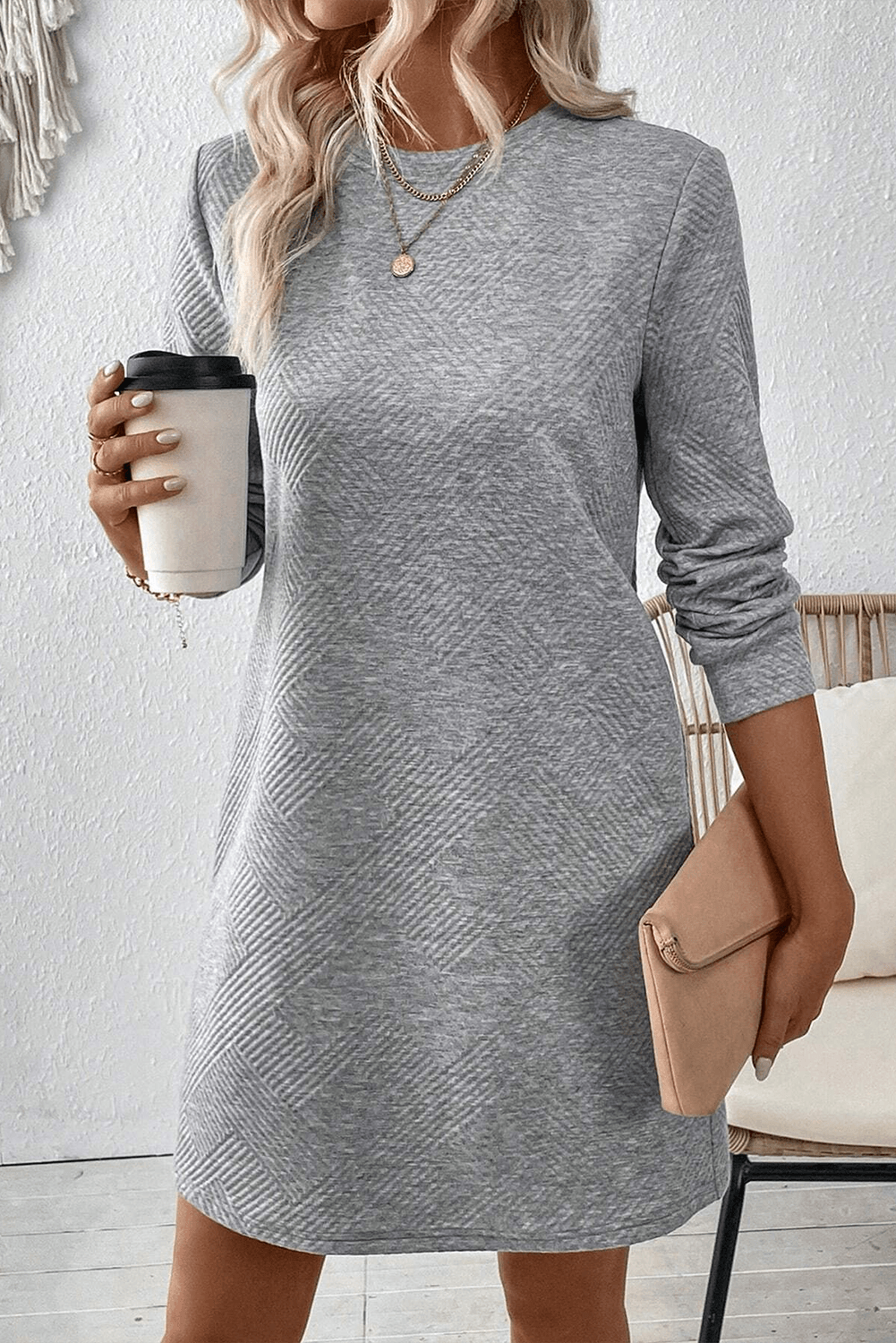 Robe Shift Élégante à Manches Longues pour Femmes