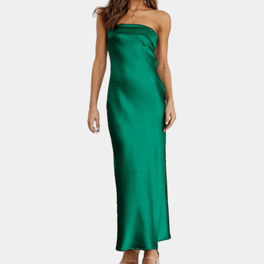 Robe Sans Bretelles en Tissu Fluide pour Femmes