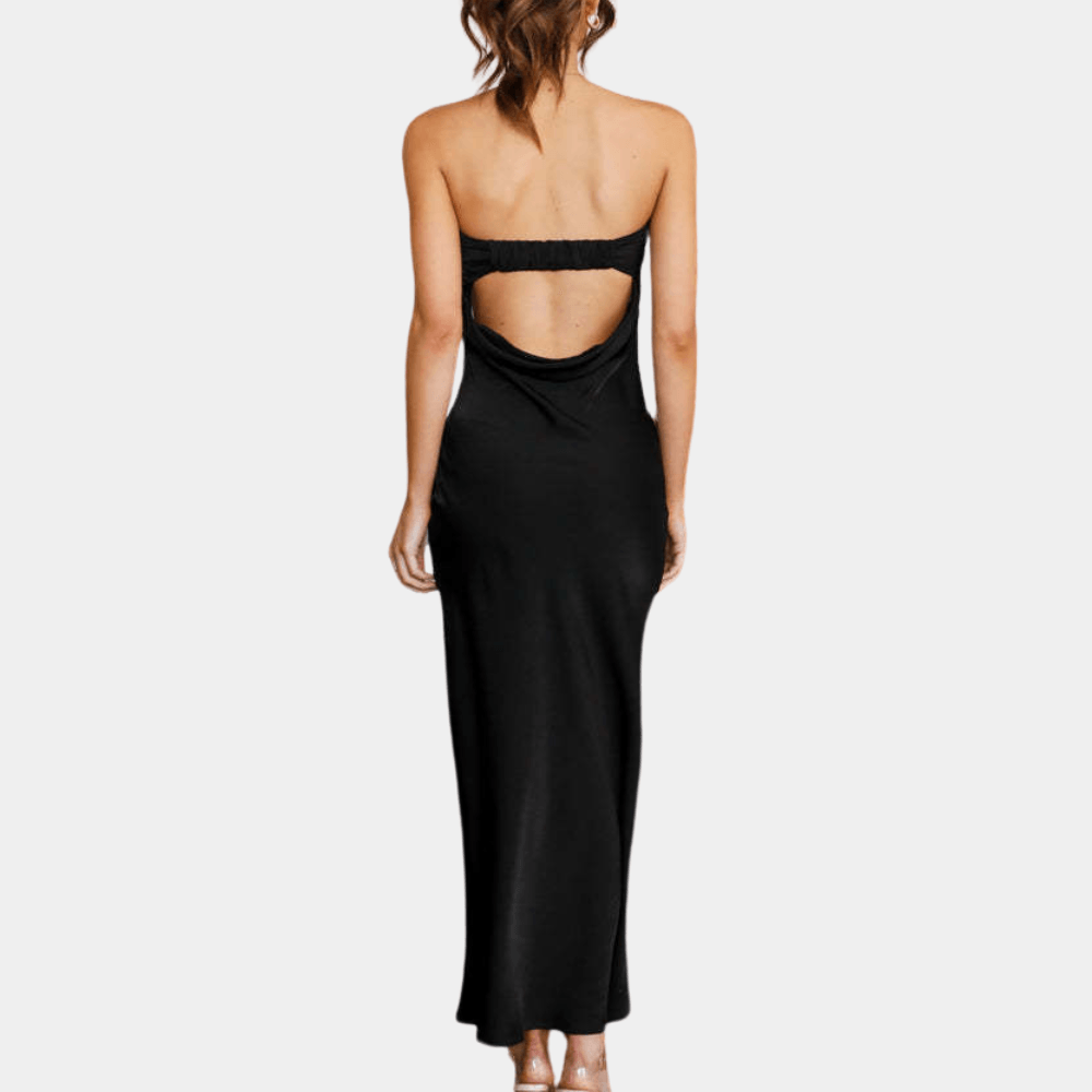 Robe Sans Bretelles en Tissu Fluide pour Femmes