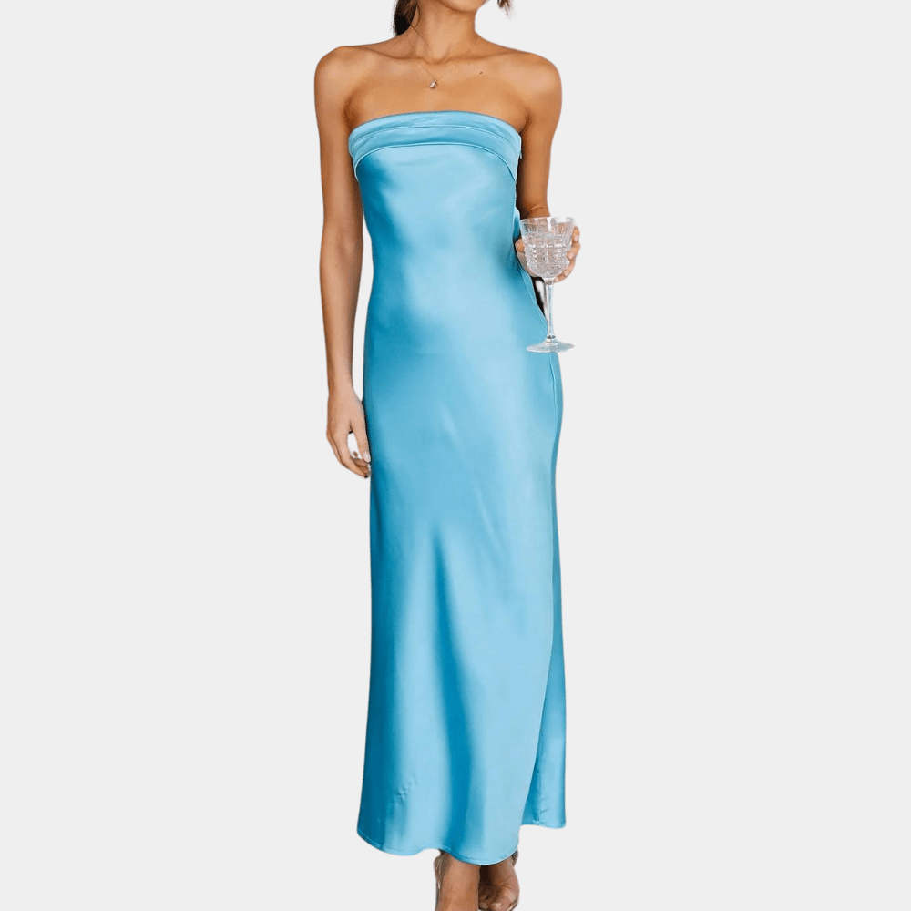 Robe Sans Bretelles en Tissu Fluide pour Femmes