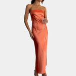 Robe Sans Bretelles en Tissu Fluide pour Femmes