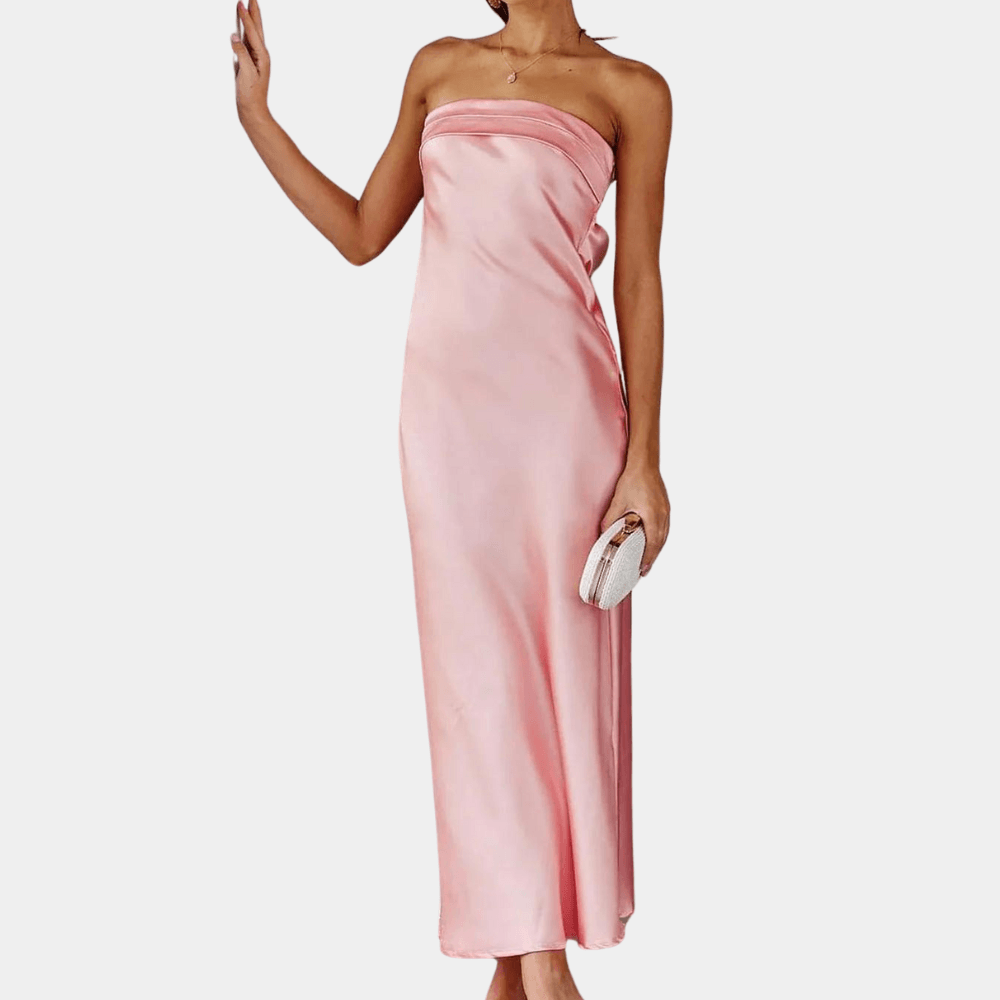 Robe Sans Bretelles en Tissu Fluide pour Femmes