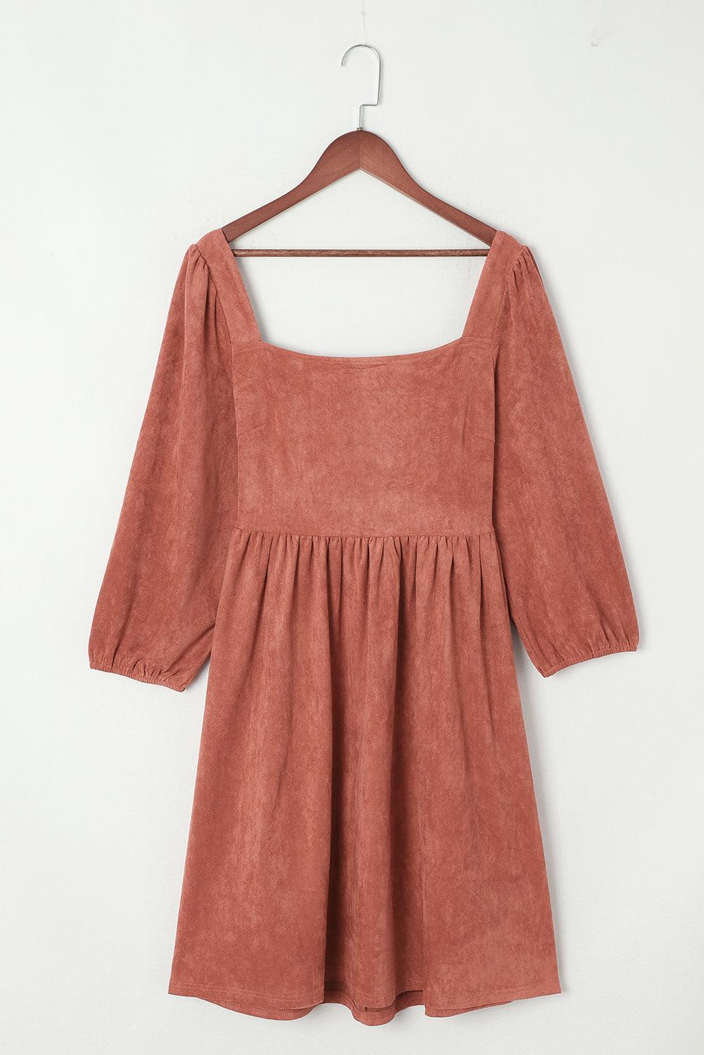 Robe Évasée à Manches Bouffantes et Décolleté Carré pour Femmes