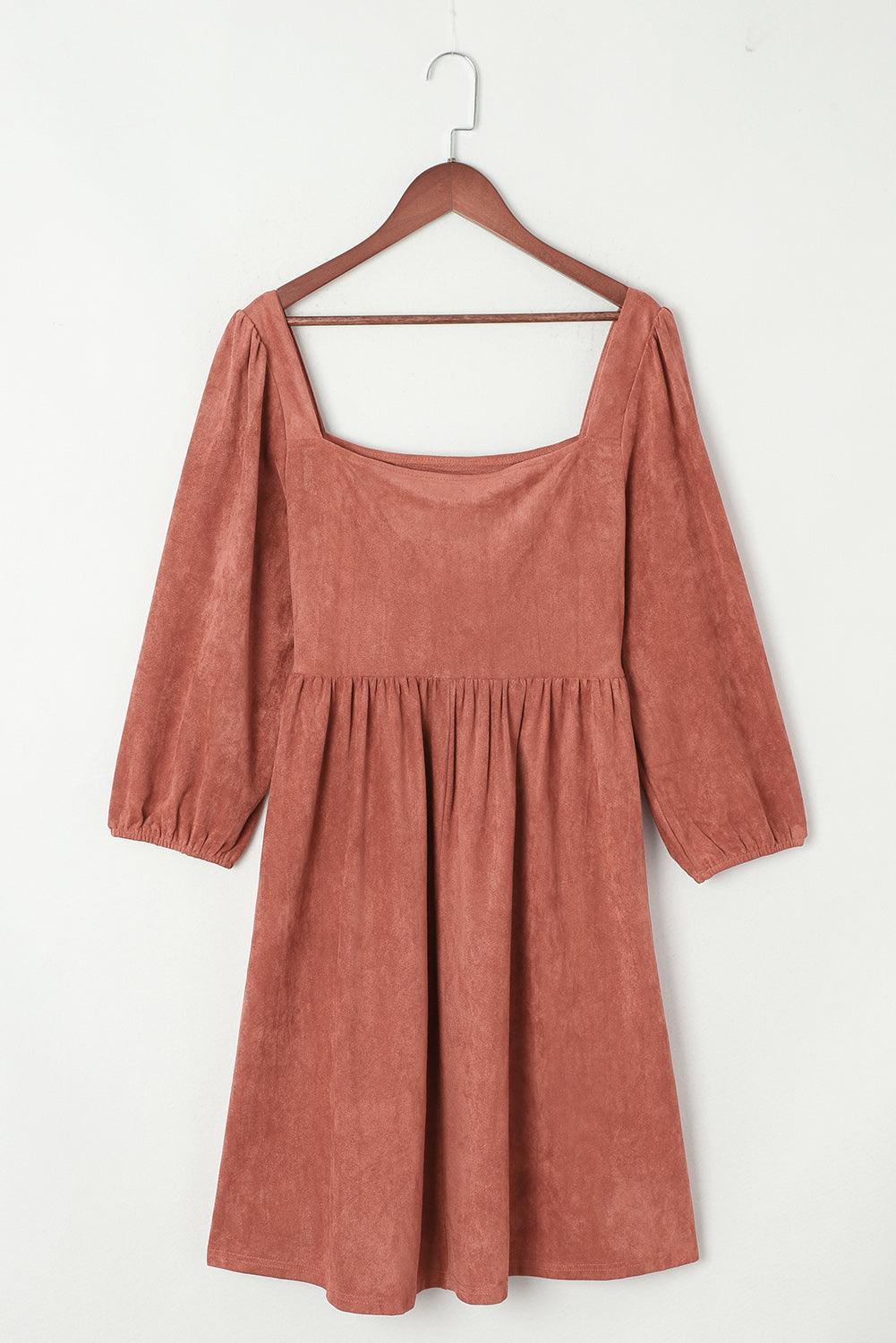 Robe Évasée à Manches Bouffantes et Décolleté Carré pour Femmes