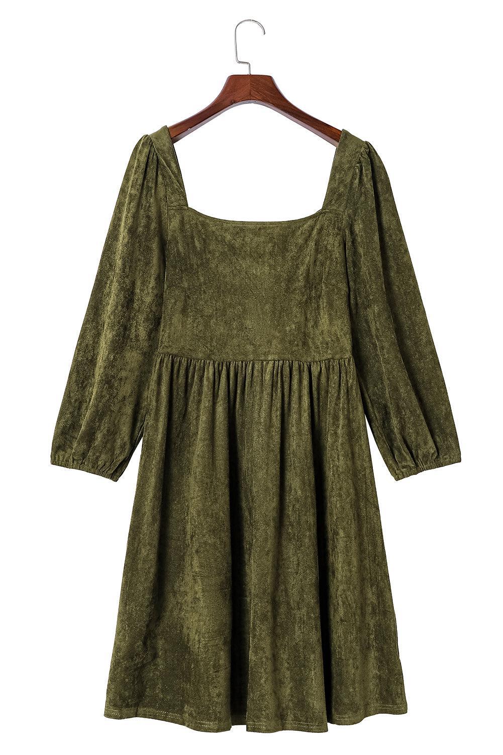 Robe Évasée à Manches Bouffantes et Décolleté Carré pour Femmes