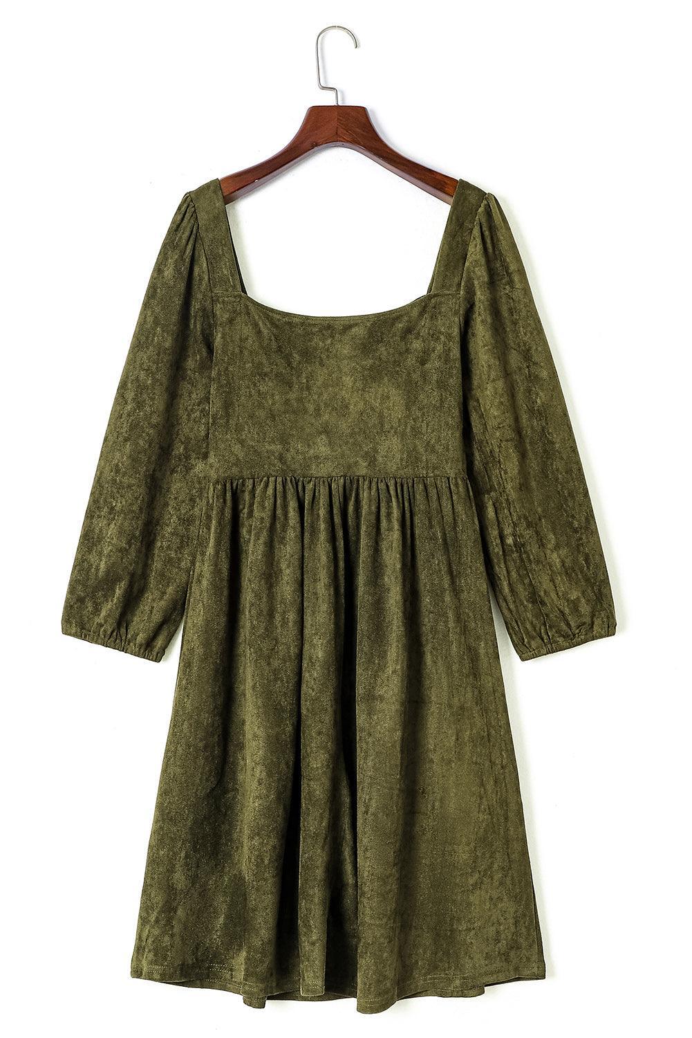 Robe Évasée à Manches Bouffantes et Décolleté Carré pour Femmes