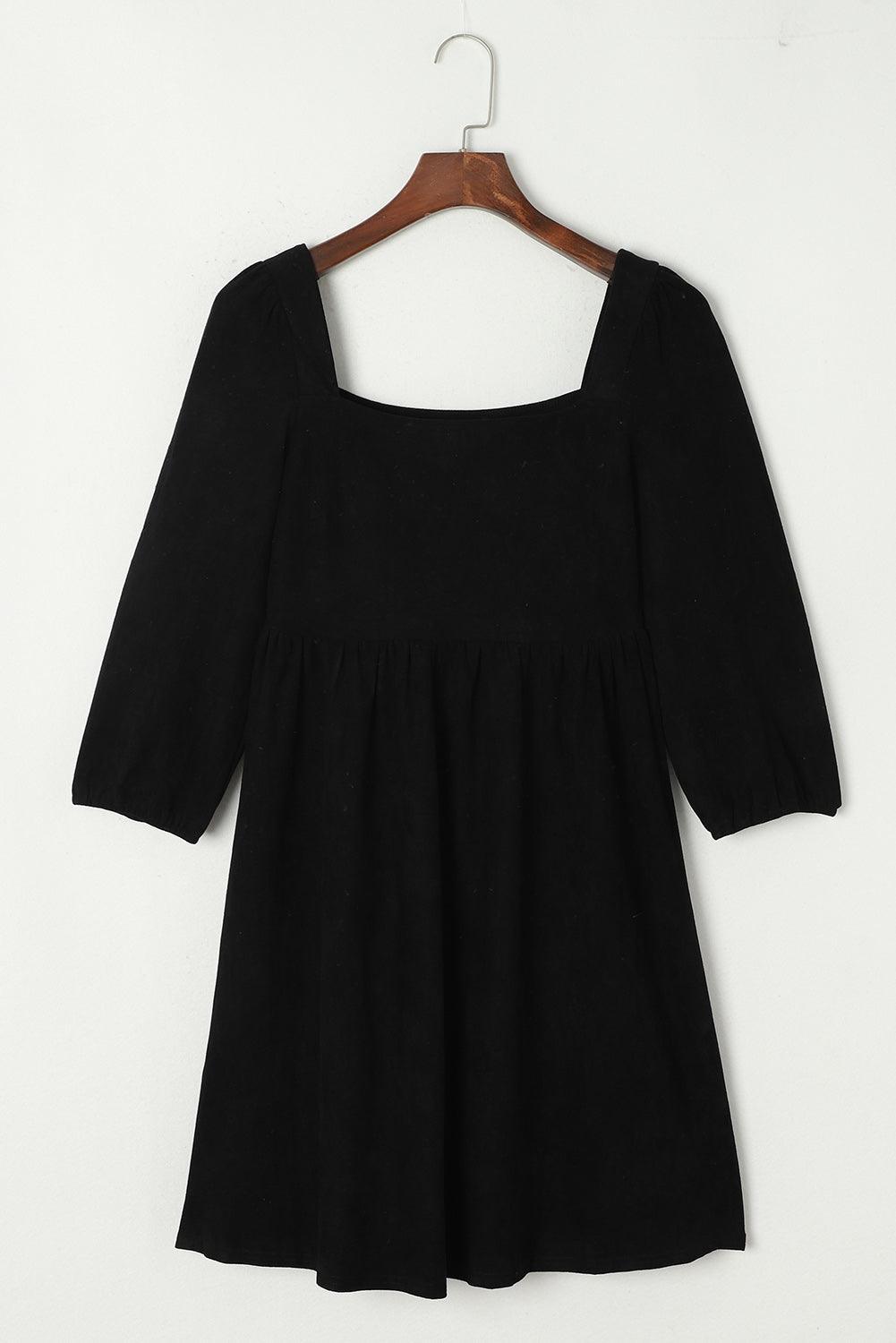Robe Évasée à Manches Bouffantes et Décolleté Carré pour Femmes