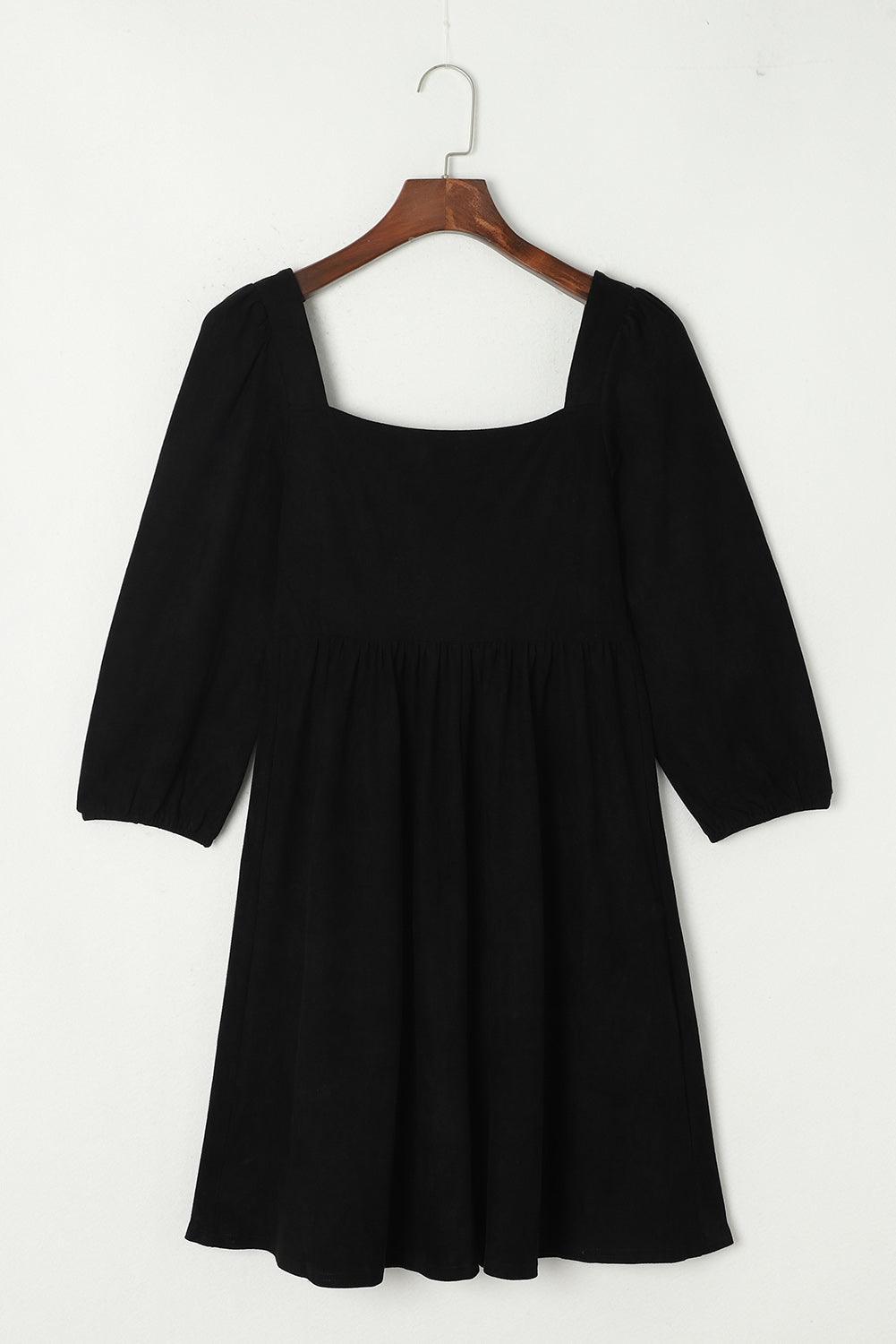 Robe Évasée à Manches Bouffantes et Décolleté Carré pour Femmes