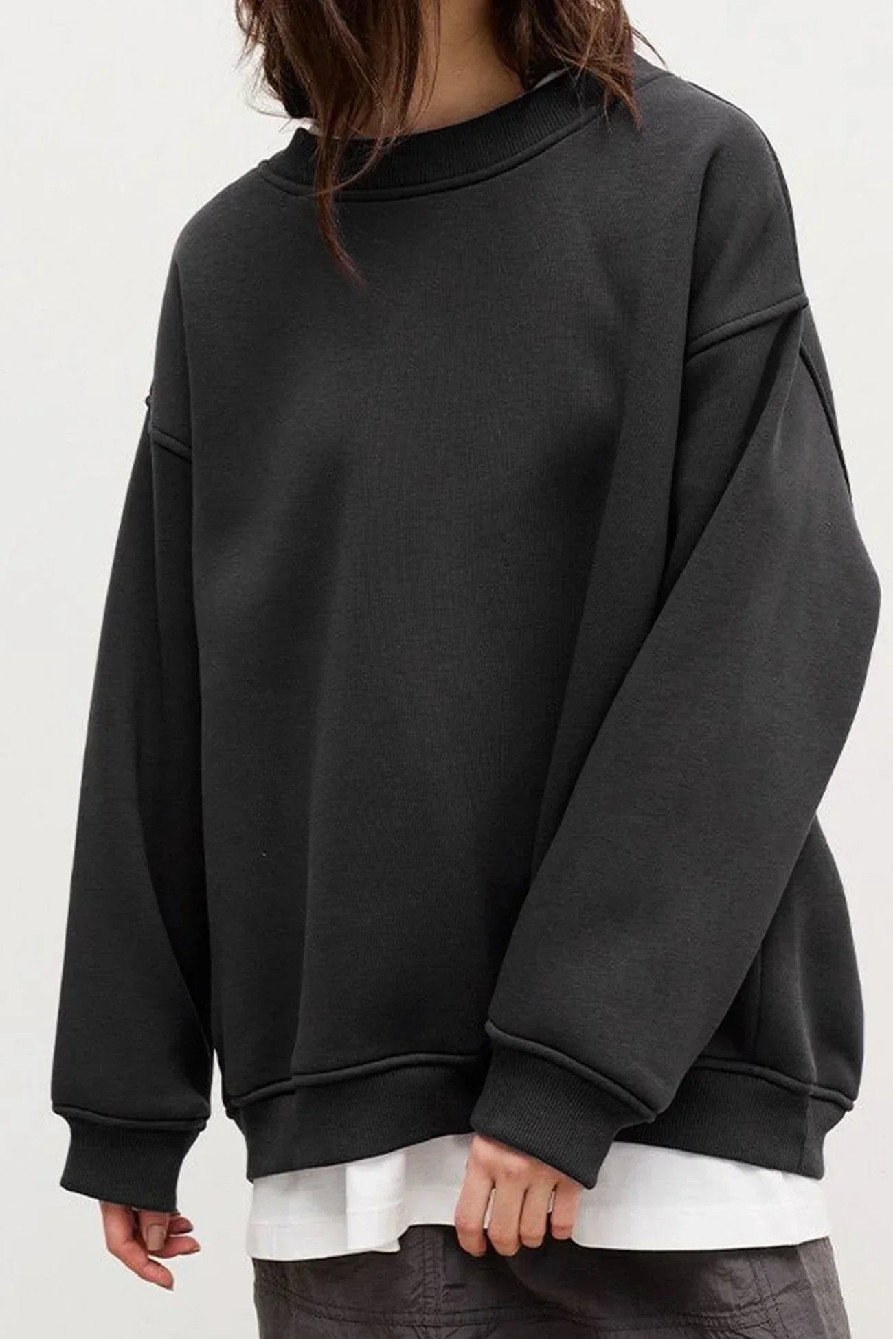 Sweatshirt Col Rond Oversize en Fleece pour Femme - Emilia Lane