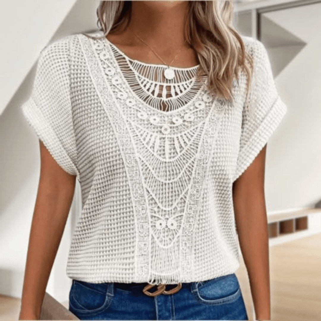 T-shirt à manches courtes à col rond pour femmes - Emilia Lane