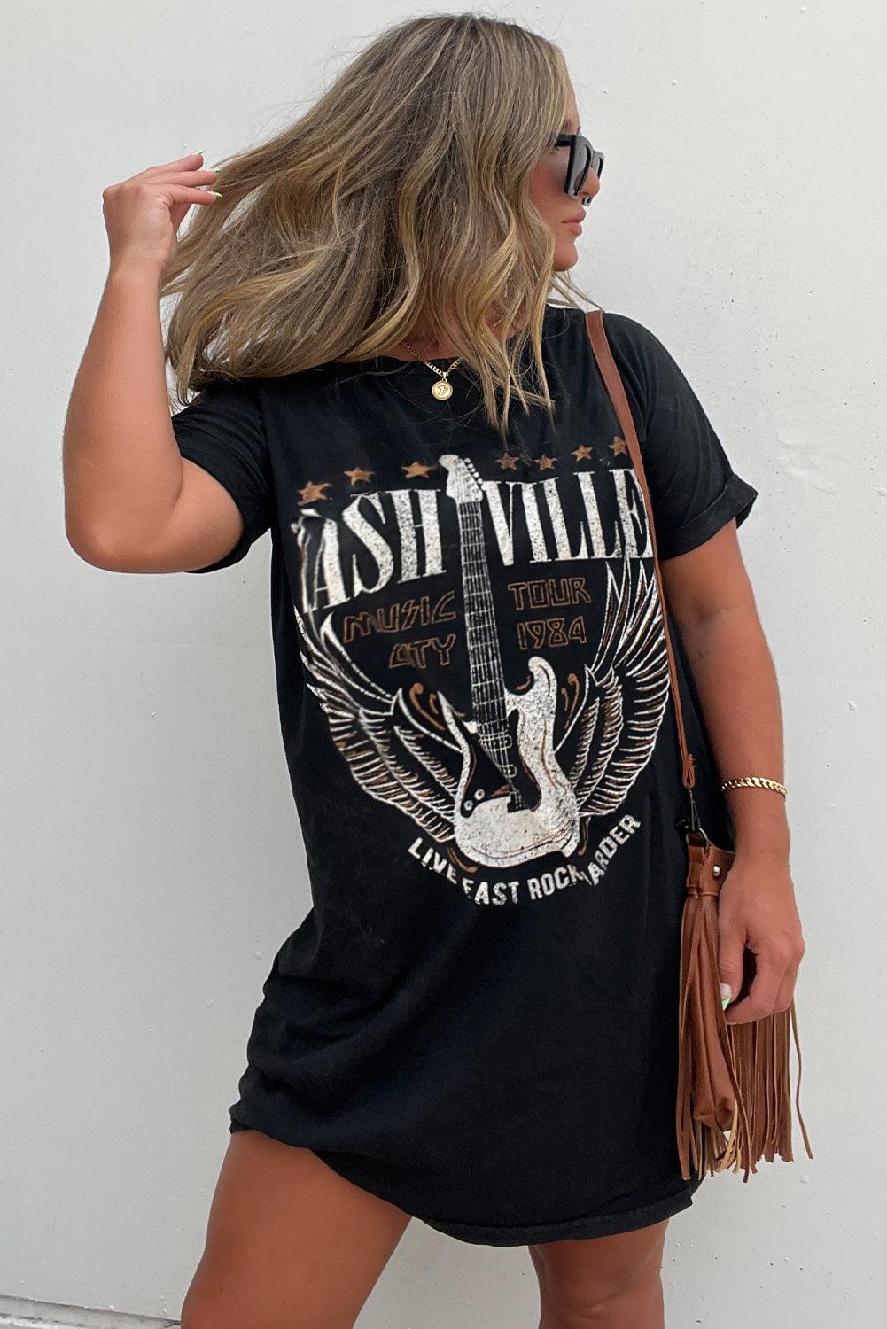 Robe T-shirt Imprimé de Guitare pour Femmes