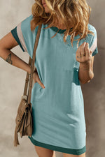 Robe T-shirt Colorblock Texturée pour Femmes