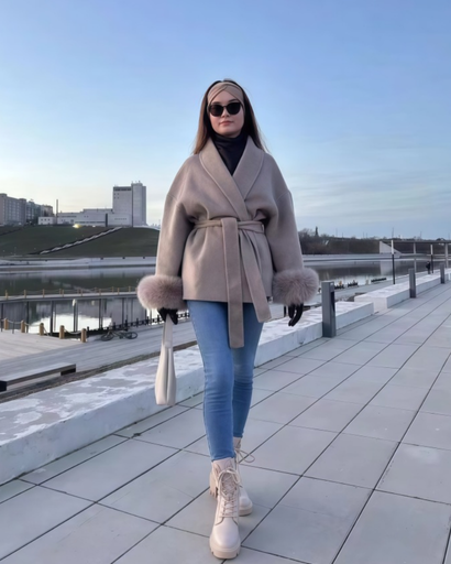 Manteau Féminin Chic avec Ceinture pour Femmes