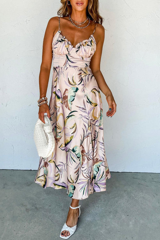 Robe Tropicale à Bretelles Fines