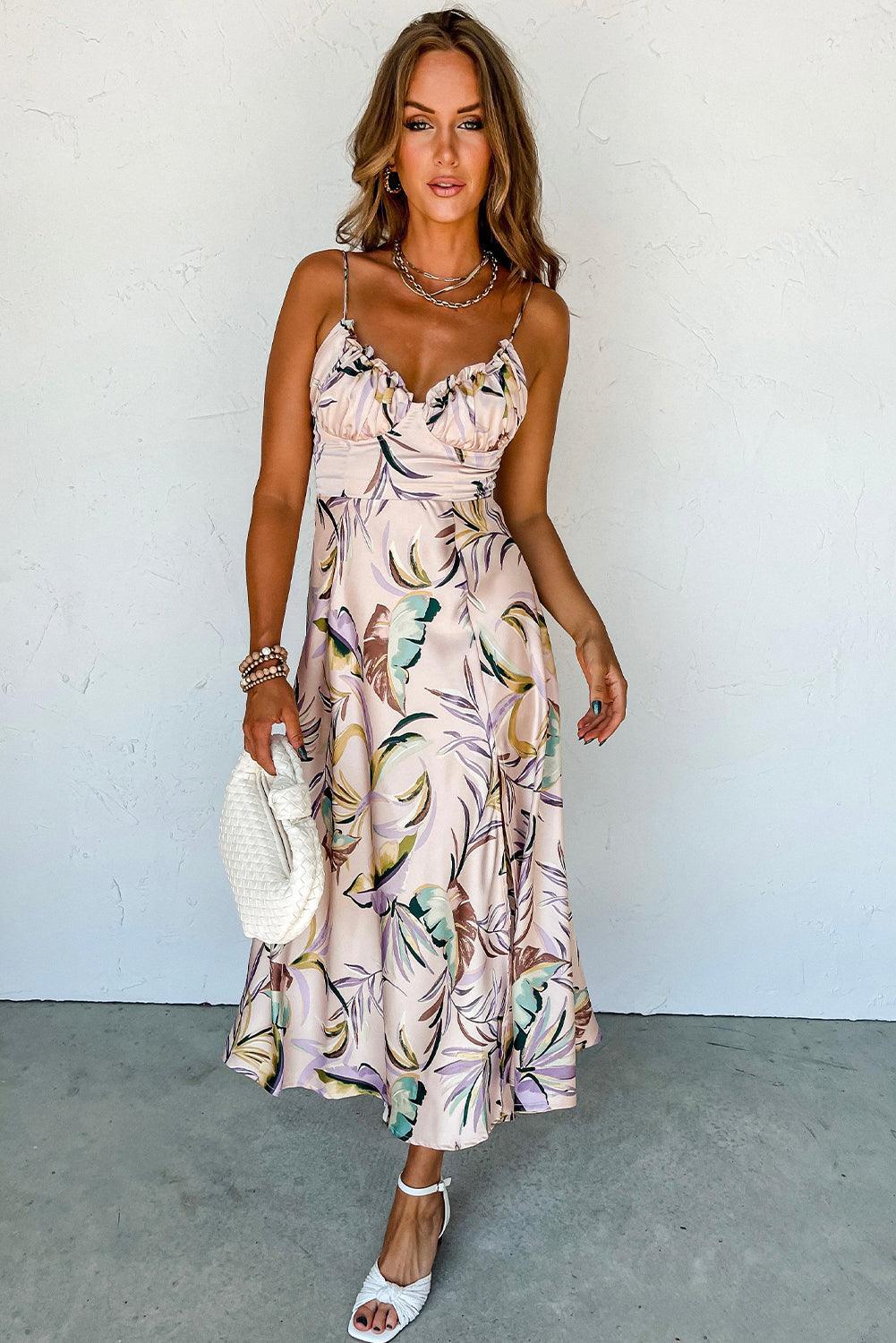 Robe Tropicale à Bretelles Fines