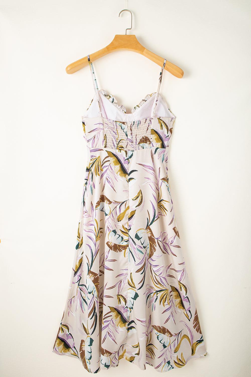 Robe Tropicale à Bretelles Fines