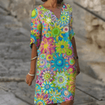 Robe Tunique Imprimé Floral Joyeux pour Femmes
