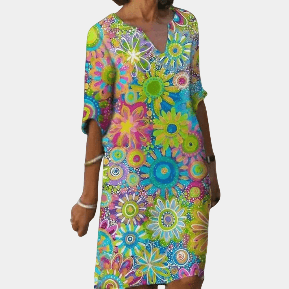 Robe Tunique Imprimé Floral Joyeux pour Femmes