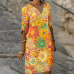 Robe Tunique Imprimé Floral Joyeux pour Femmes