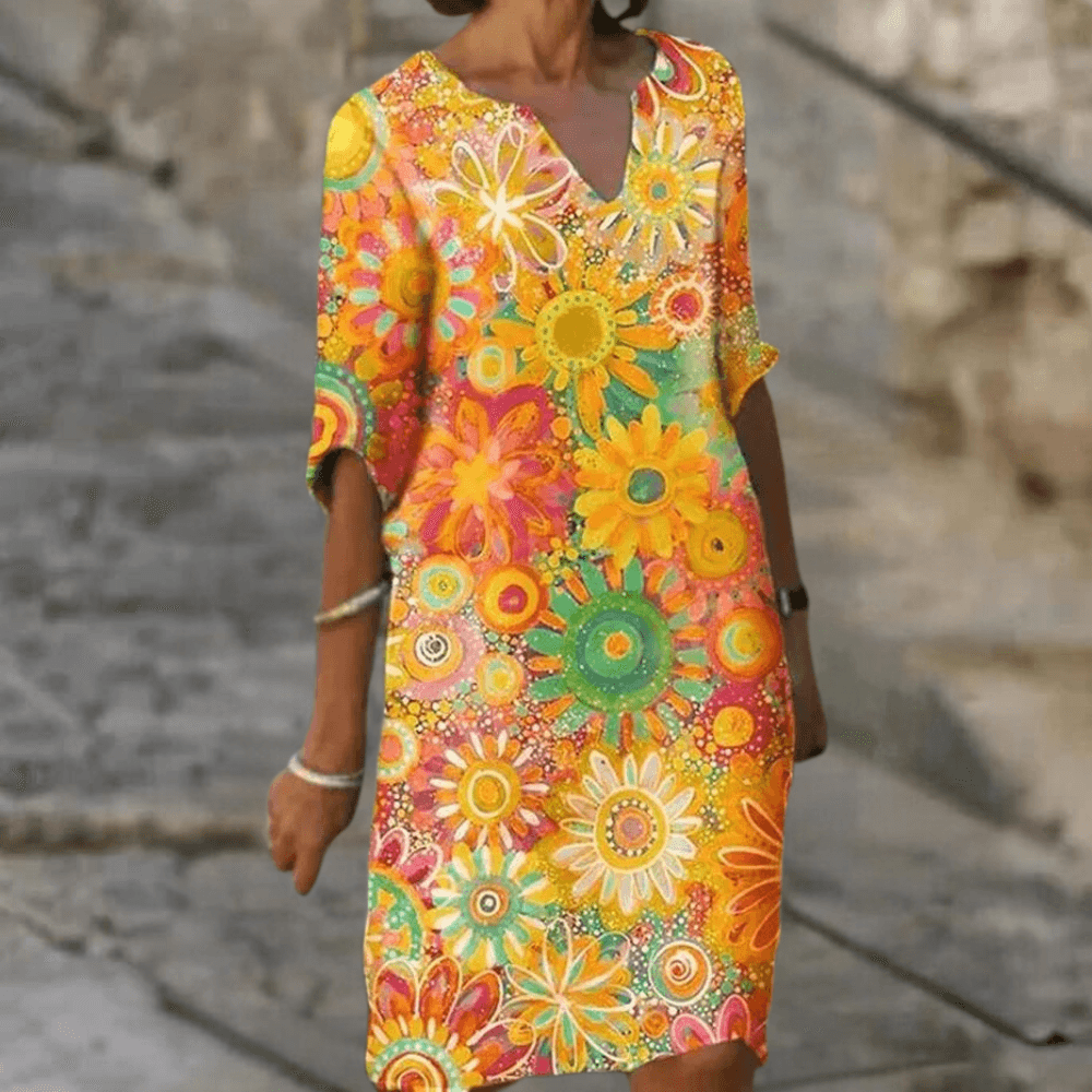 Robe Tunique Imprimé Floral Joyeux pour Femmes