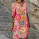 Robe Tunique Imprimé Floral Joyeux pour Femmes