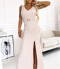 Robe Maxi Plissée avec Décolleté en V