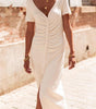 Robe Midi Plissée à Col V pour Femmes