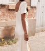 Robe Midi à Col V Froncée pour Femmes